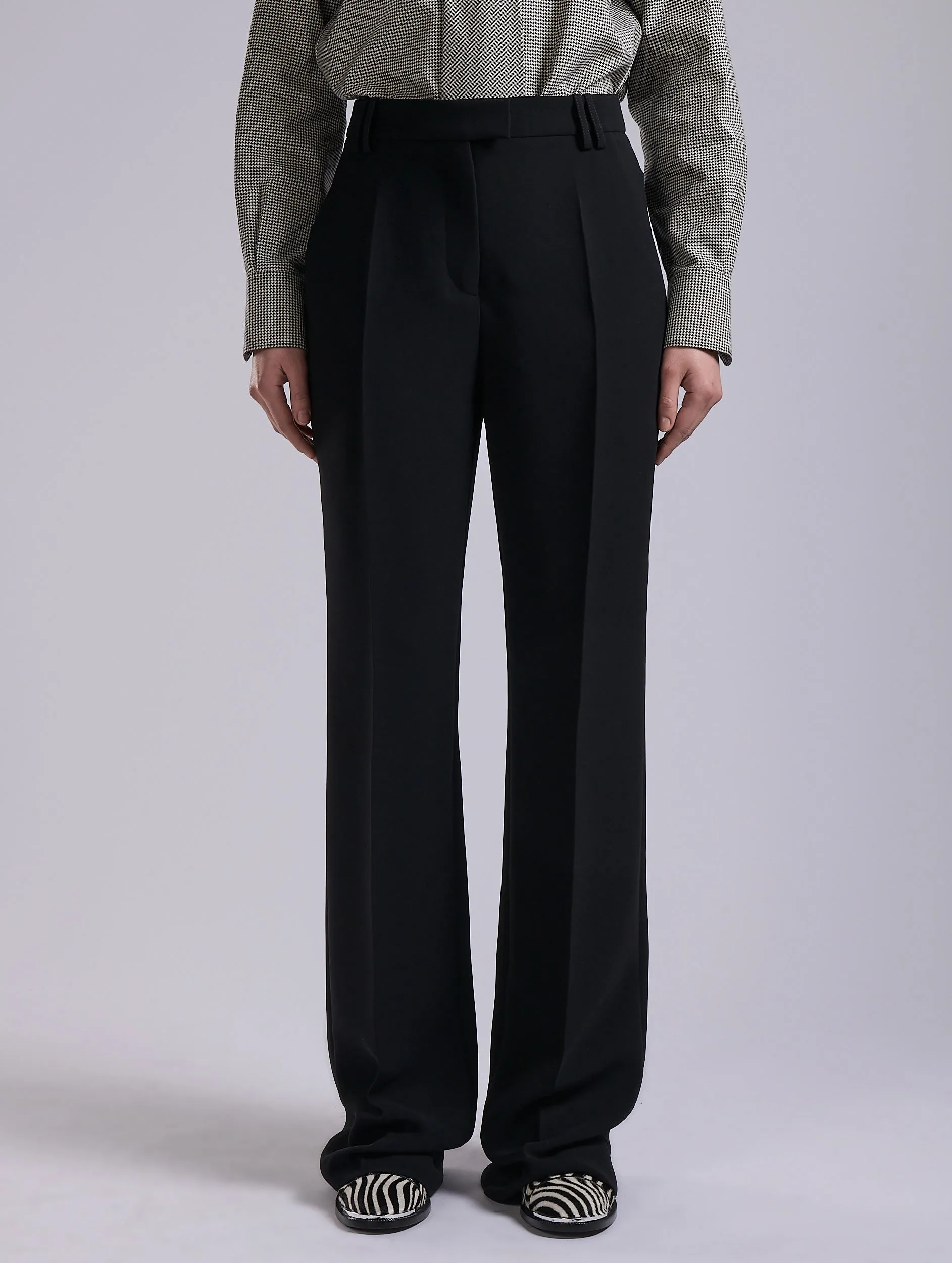 Casual Comfort Wear Black wide-leg crepe trousers