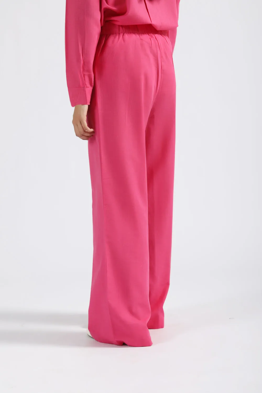 No Gap Waist Construction Fashionable Design LINEN WIDE LEG TROUSERS
