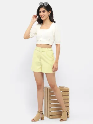 Grace Ease Madame Belted Waist Lime Green Shorts