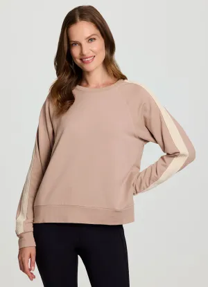 Stretch Fit Daily Routine Active Lifestyle Studio Practice Bold Light Cozy Day Pullover With Crochet Trim