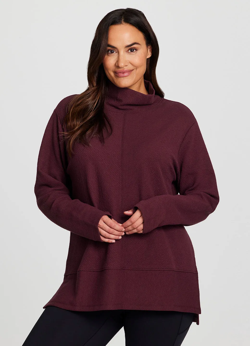 Athletic Design Plus Studio Jacquard Mock Neck Pullover For Adults Slim Fit
