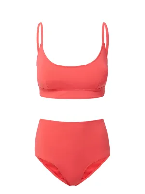 Erika Top   Classic High Waist Bottom in Coral Red Quick Dry Elastic Band