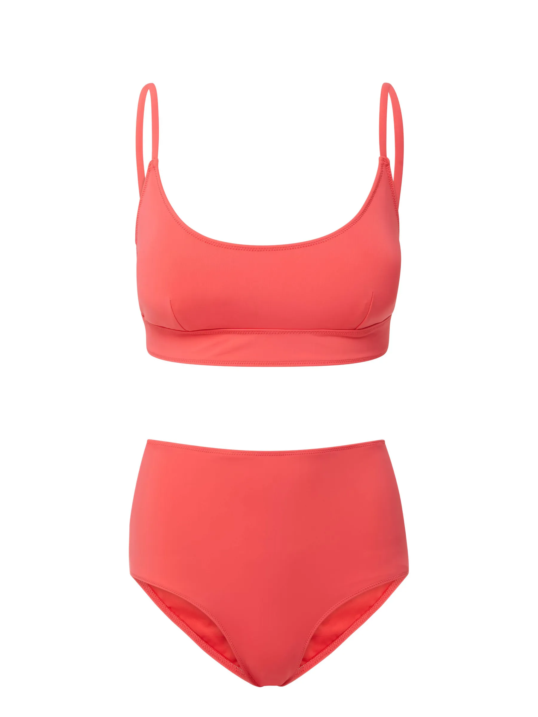Erika Top   Classic High Waist Bottom in Coral Red Quick Dry Elastic Band