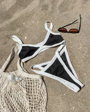 Thermal Regulation Layer Crisscross Back Design Mackenzie Bikini Bottom - Black-Cream