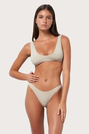 Wrinkle Resistant Material Scoop Bikini Top - Shimmer
