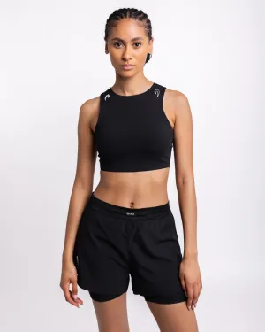 Breathable Fit adjustable material Tunero Racer Sports Bra - Black