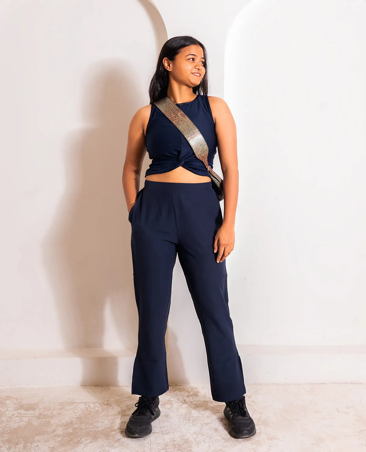 Sporty Layer Max Dry Travel Pants With Pockets Navy Blue