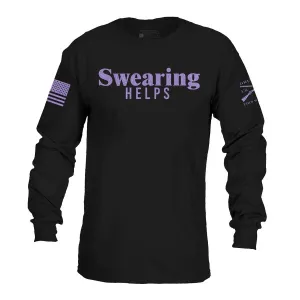 Ribbed Neckline PocketDetail Swearing Helps Long Sleeve - Black