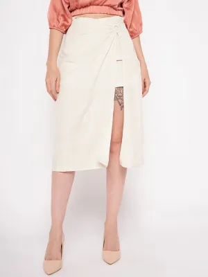 Brunch Fit Madame Beige Wrap Cotton Skirt