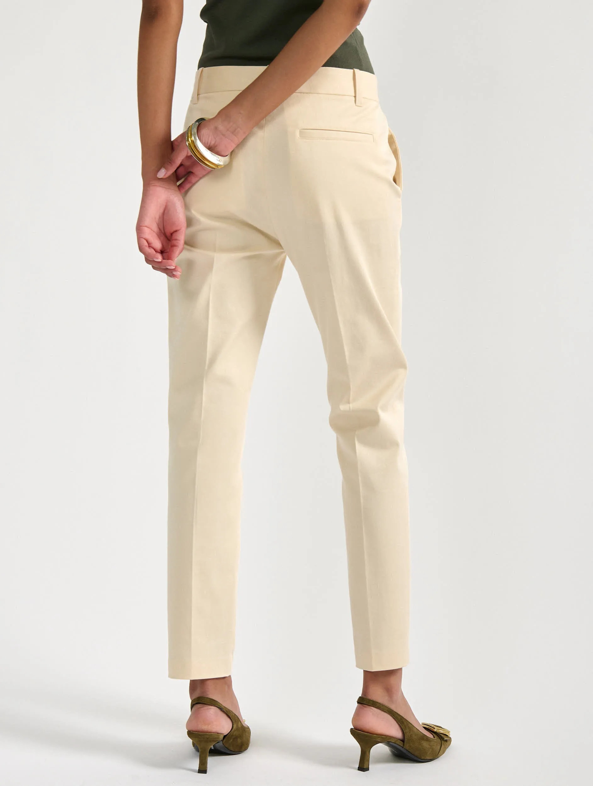 Sand stretch cotton gabardine Roxy trousers Flattering Style