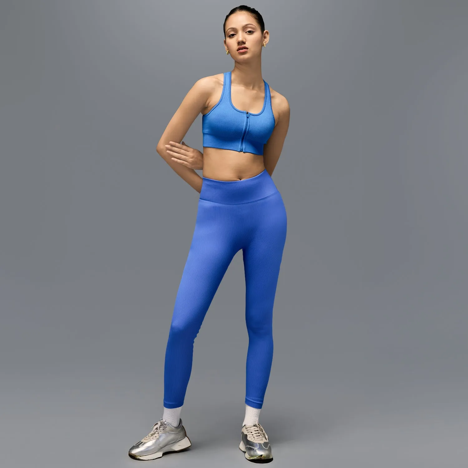 Slim Stretch Travel Enthusiast Moisture Wicking Limitless Snatched Mid waisted ripped Leggings - BLUE