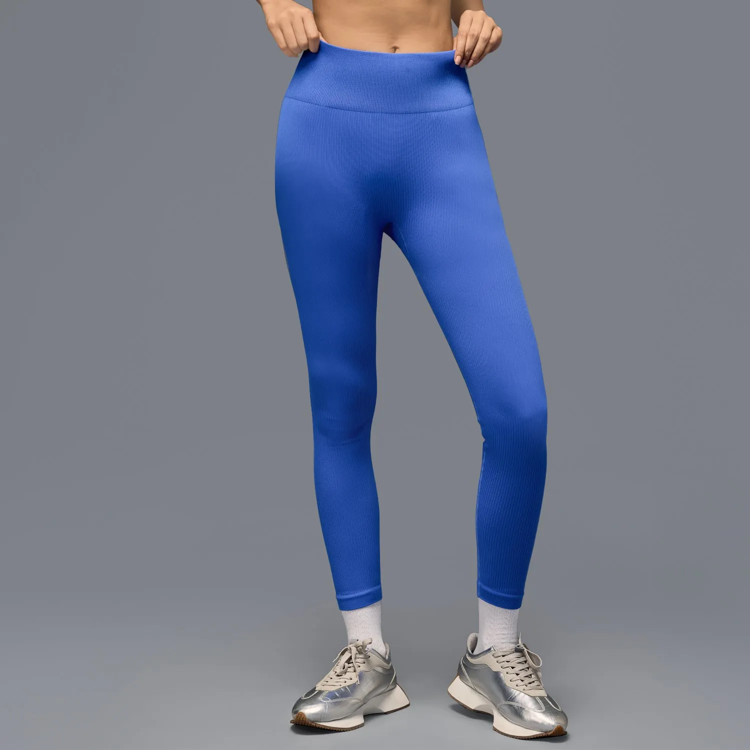 Limitless Snatched Mid waisted ripped Leggings - BLUE Reinforced Stitching Lightweight Material Beginner Level