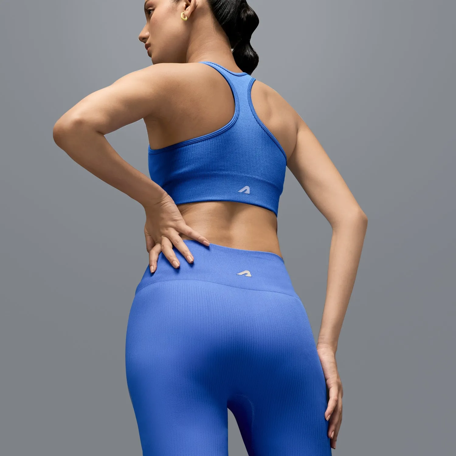 Limitless Snatched Mid waisted ripped Leggings - BLUE Smooth Lining Technology
