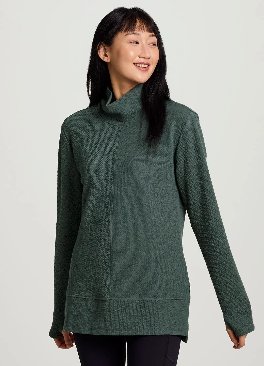Fine Zone Studio Jacquard Mock Neck Pullover Fashionable Look