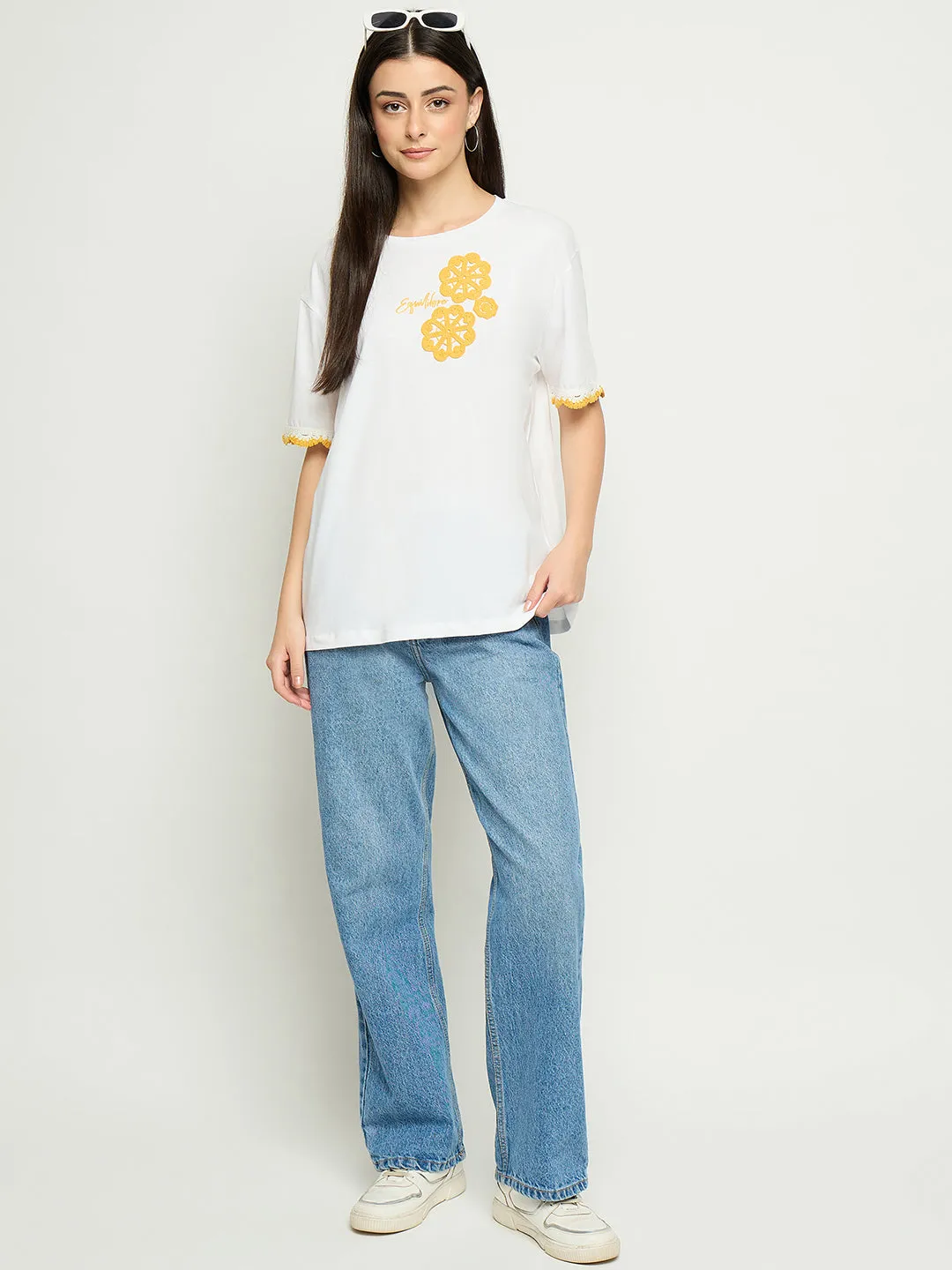Madame Embroidered White Cotton T-Shirt Everyday Chic