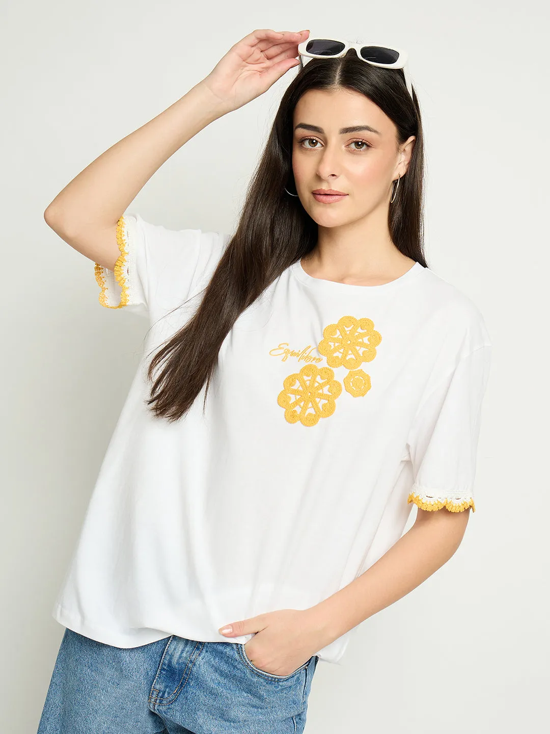 Vintage Style Madame Embroidered White Cotton T-Shirt