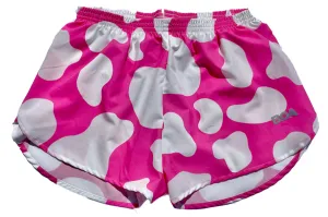 Clean Fit Women's Printed 1" Elite Split Shorts - Moo Pink