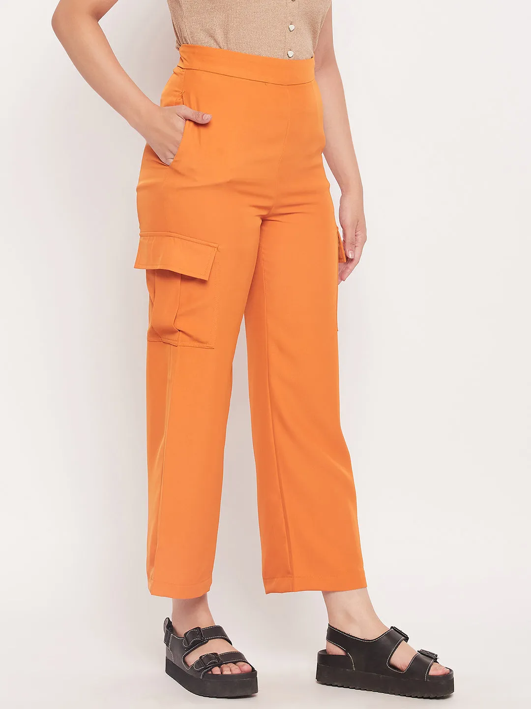 Madame Orange Zipped Cargo Pants Zip-off legs