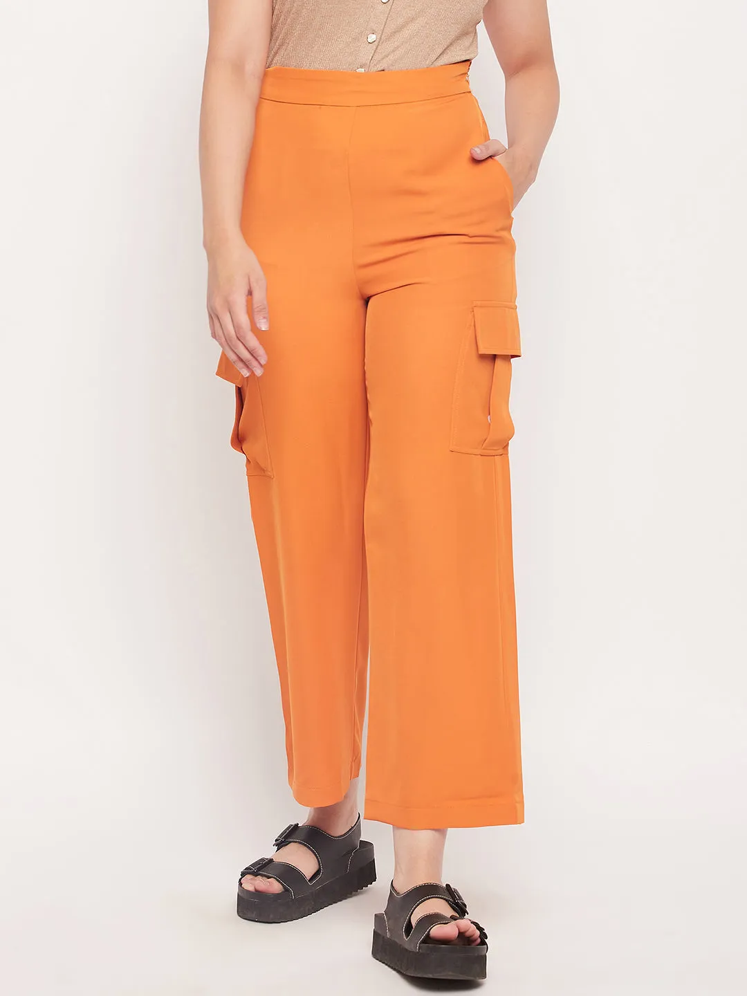 Flexible Layer Madame Orange Zipped Cargo Pants