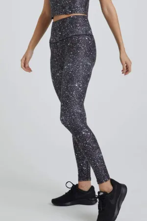 Wear It To Heart Noir Super Disco Foil High Waist Legging Active Lifestyle Pilates Session