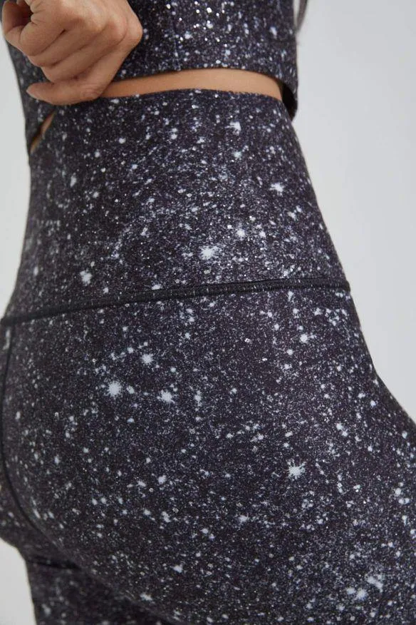 Flexible Wear Postpartum Fit For Teens Breathable Fabric Wear It To Heart Noir Super Disco Foil High Waist Legging