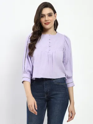 Work Ready Classic Sweater Madame Puff Sleeve Lilac Tunic Top