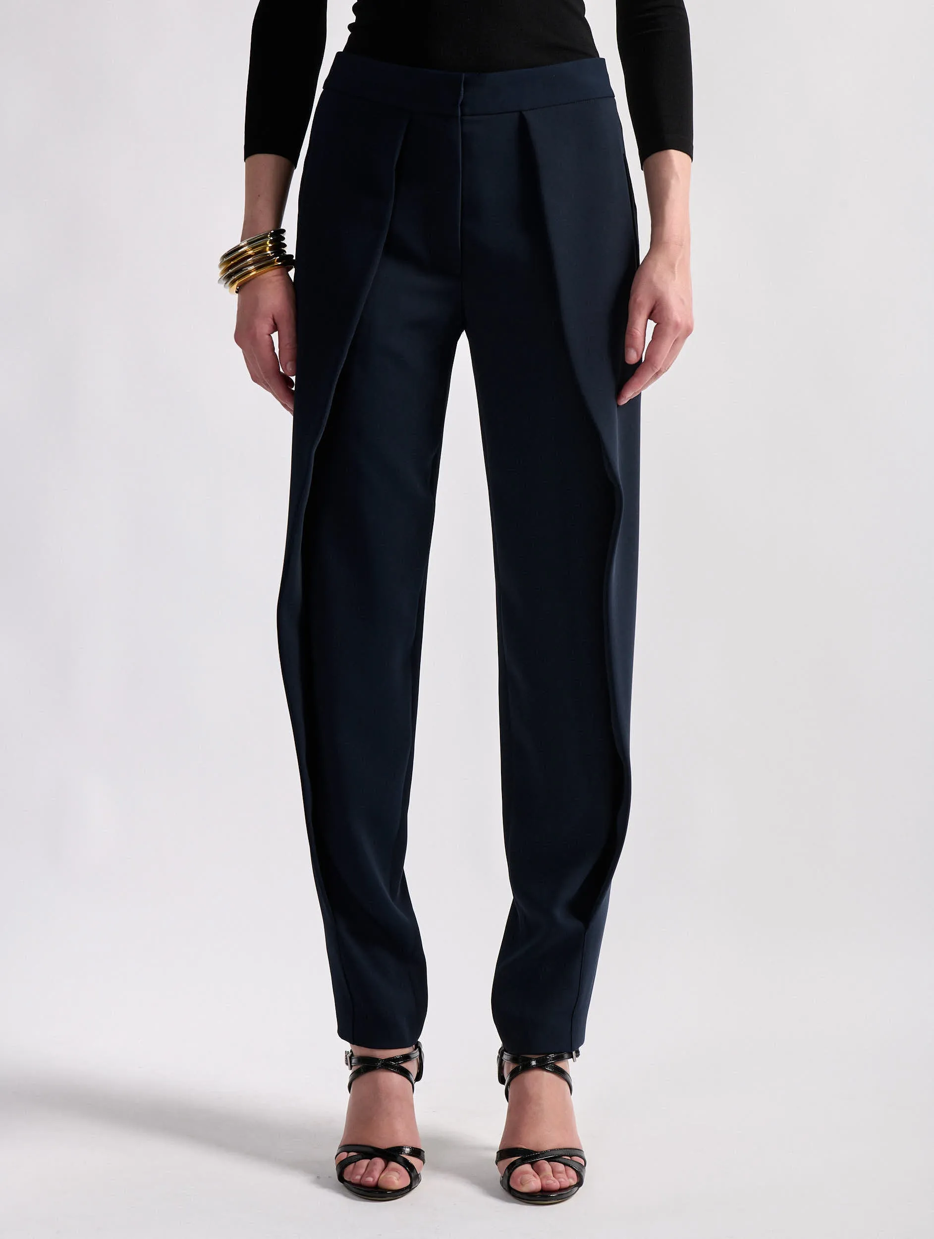 Navy caddy pleated trousers ExtendedSizeRange Relax Fit