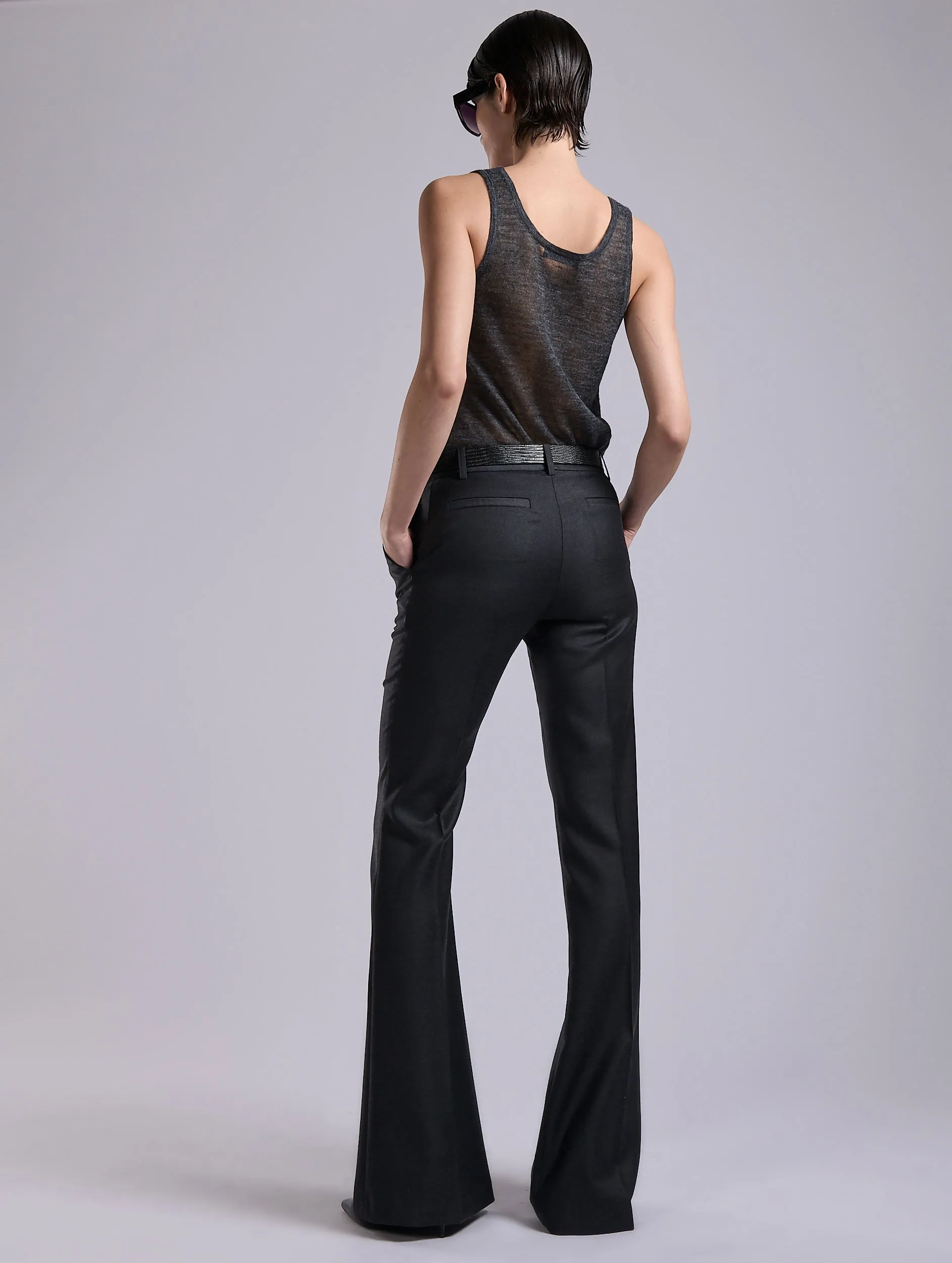 Comfort and style Grey wool and cashmere twill bootleg  trousers