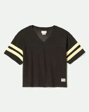 Varsity Football Mesh T-Shirt - Washed Black perfect for all-day wear Tear Resistant Knit