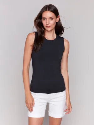 Slim Fit Jeans Sleeveless Super Stretch Top - Black