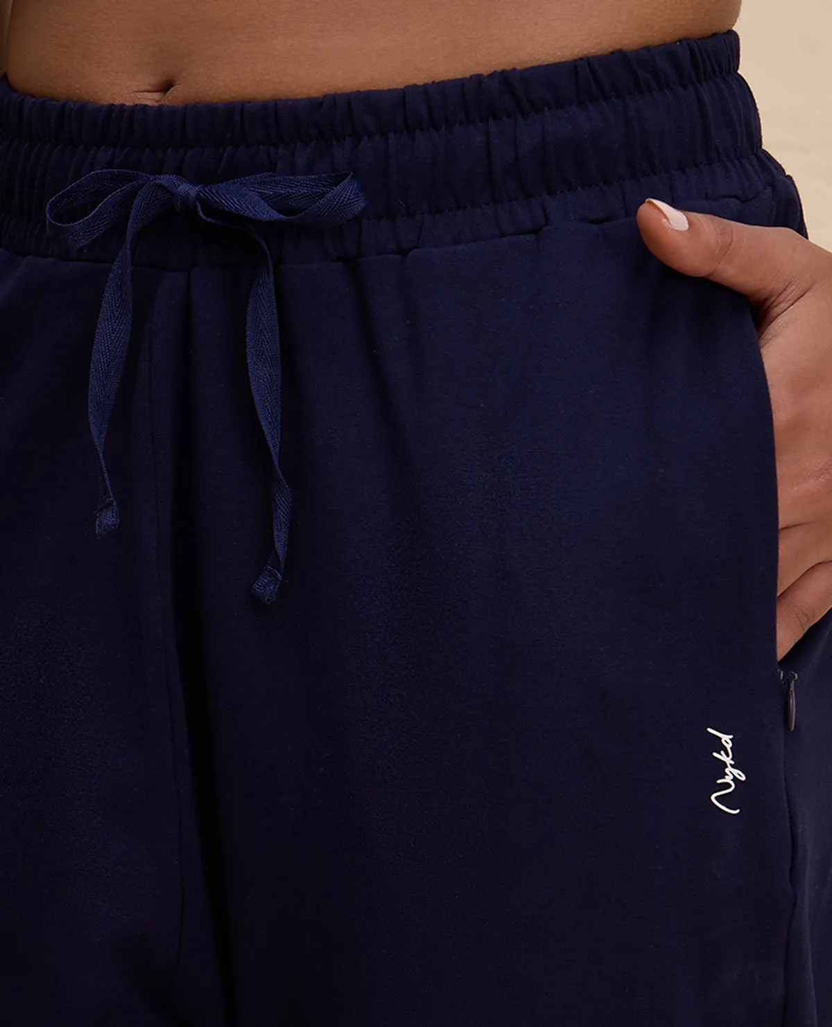Ripstop Reinforcement RuggedDurability Nykd By Nykaa All Day Cotton Comfort Pant with Zip Pockets-NYAT502-Navy