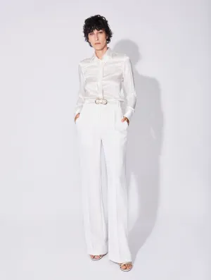 White crepe high waisted flared trousers HighRiseWaist