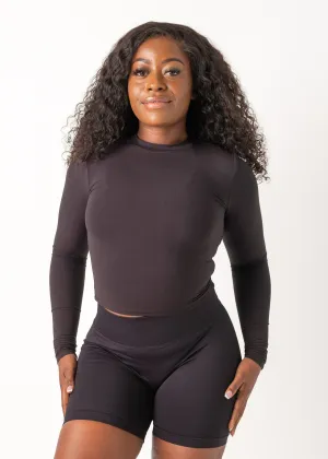 Simple Fashion SheerLayeredPanels BUTTER LONG SLEEVE - BLACK