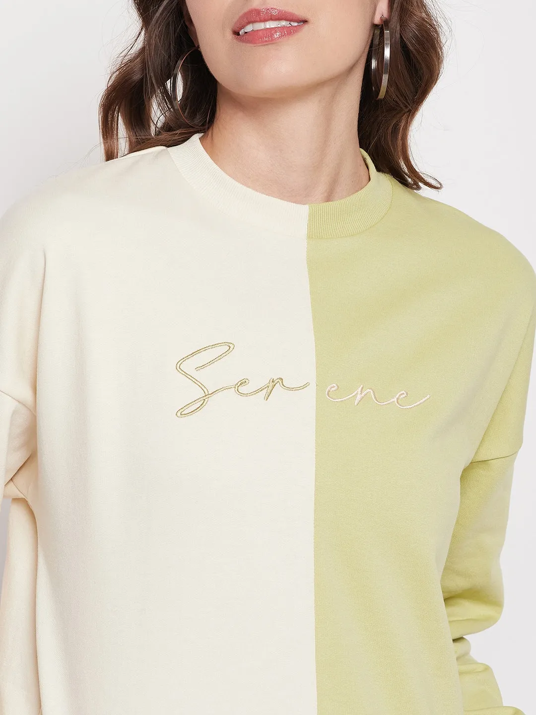 product running suitable speed Sustainable Madame Lime Green Color Block Sweatshirt