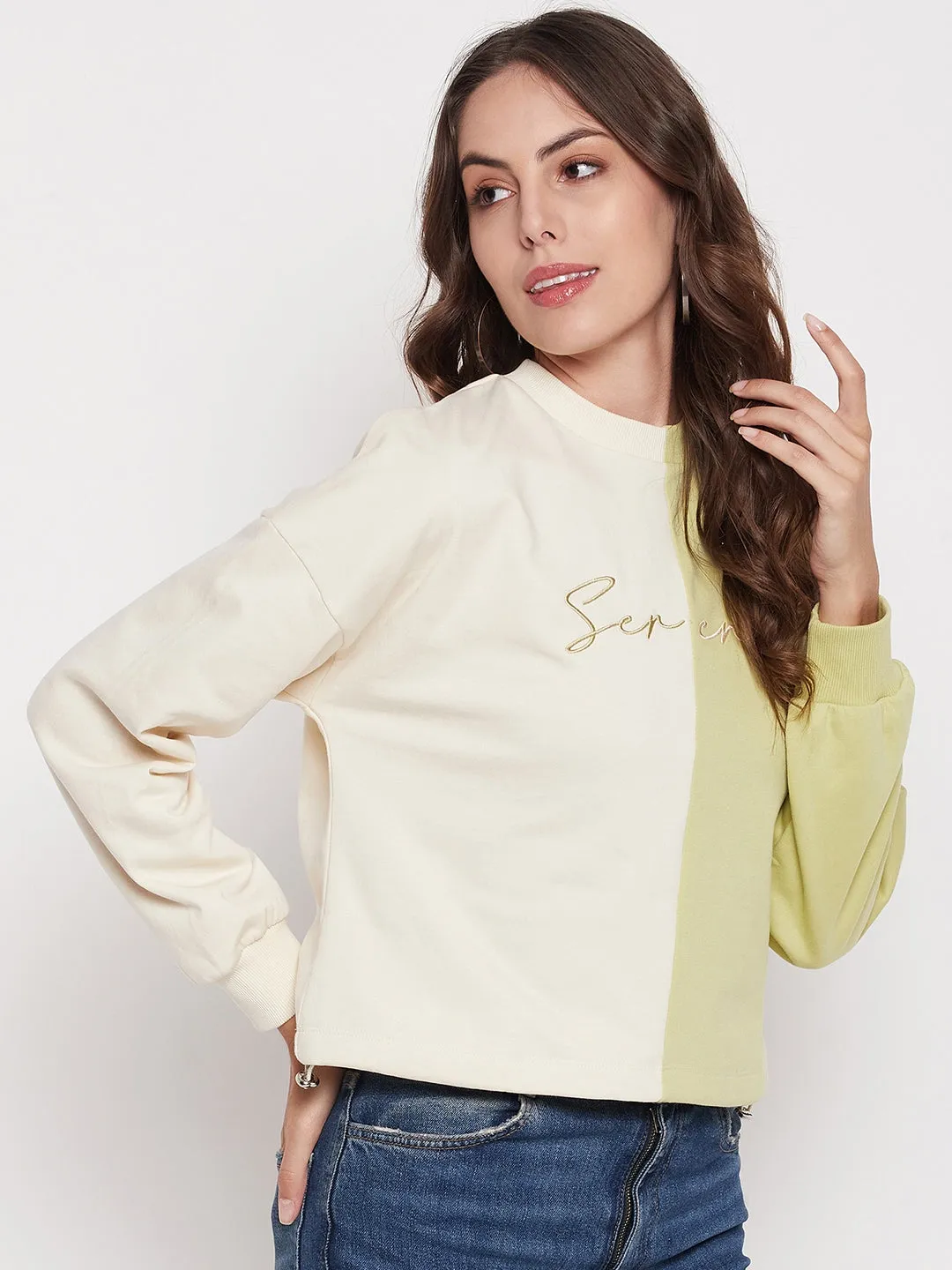 Madame Lime Green Color Block Sweatshirt Chill Apparel