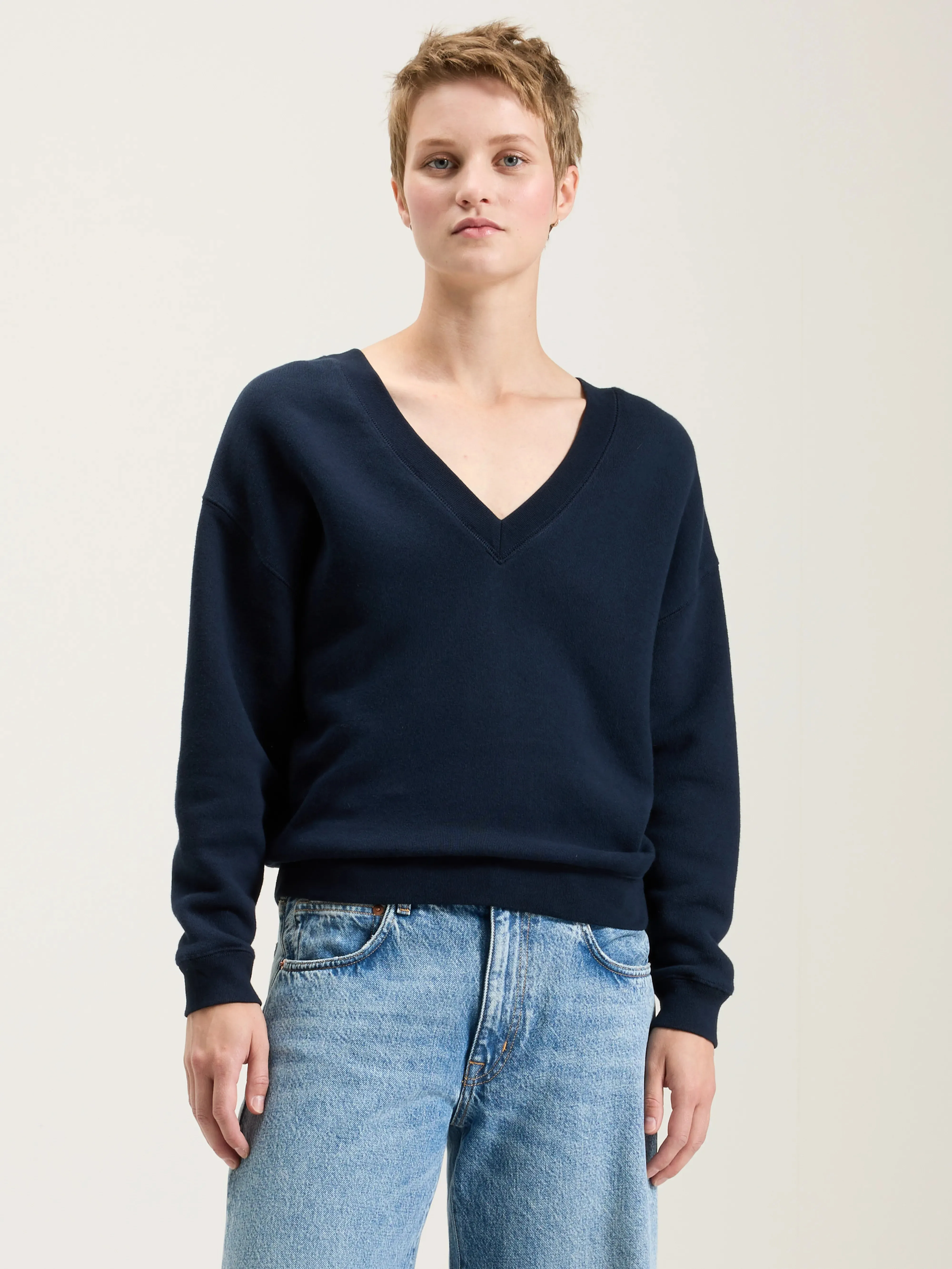 quick dry Cozy Wearable Fellow v-neck sweatshirt (242 / W / NAVY)