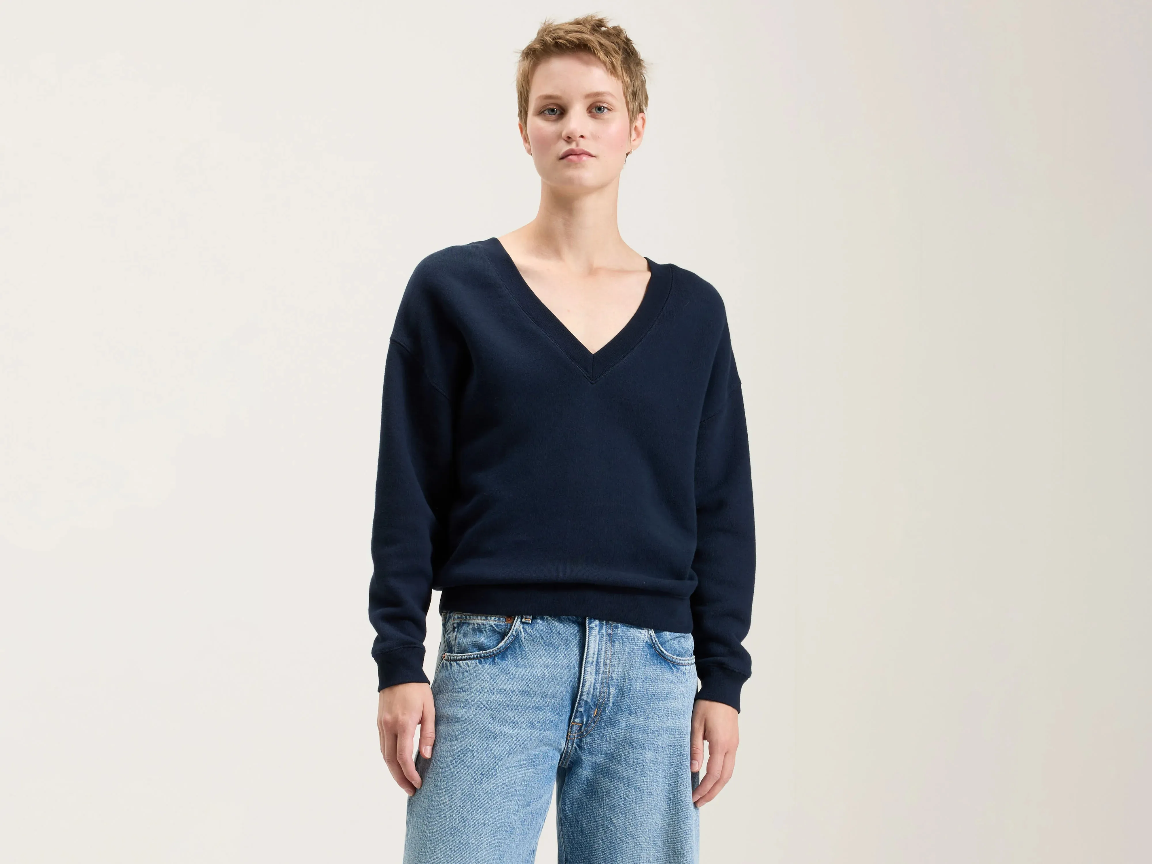 Core Sporty Practical Wear Fellow v-neck sweatshirt (242 / W / NAVY)