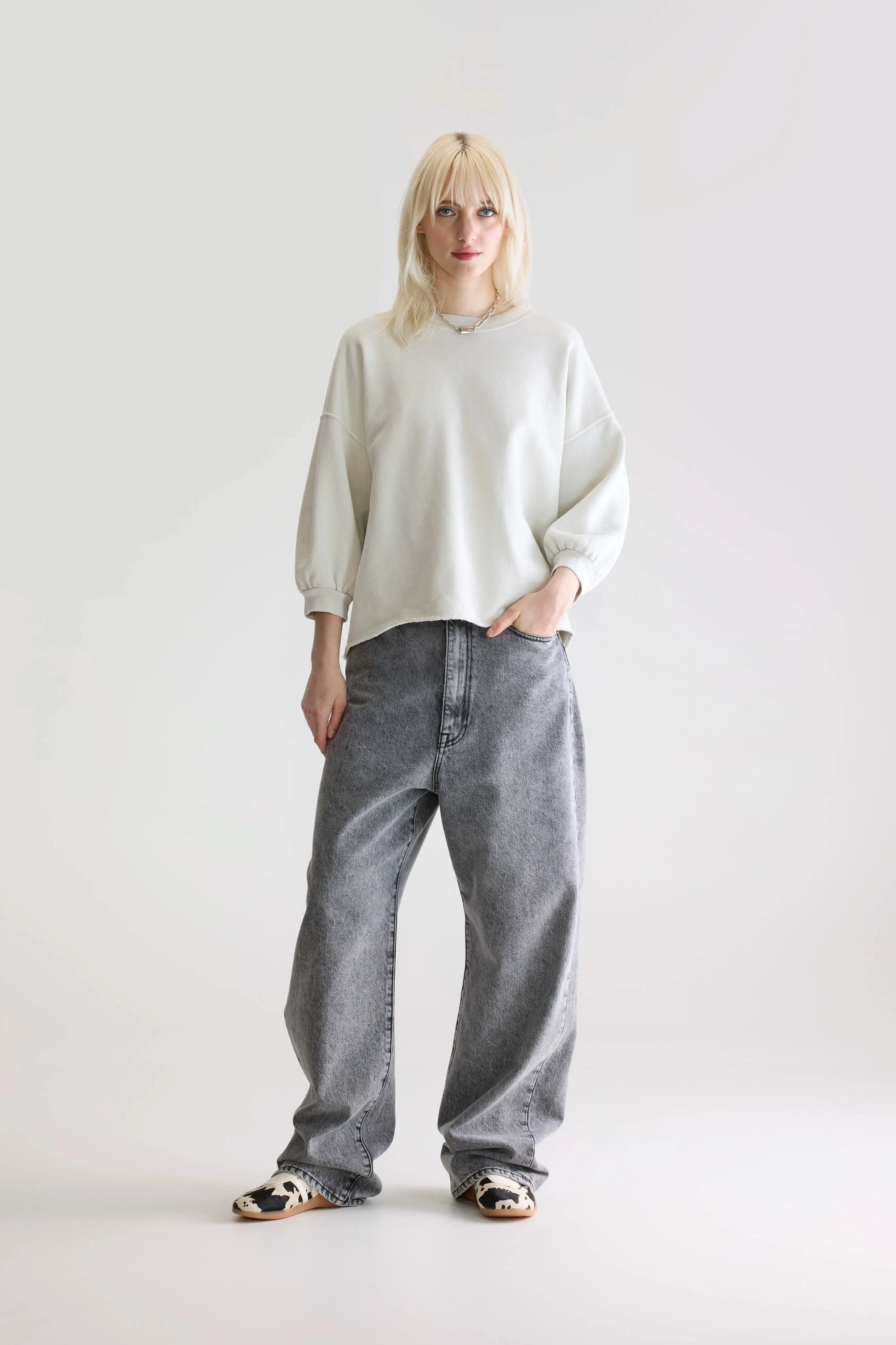 Vicske crewneck sweatshirt (252 / W / NUAGE) Fashion Basic product terry cloth absorbency