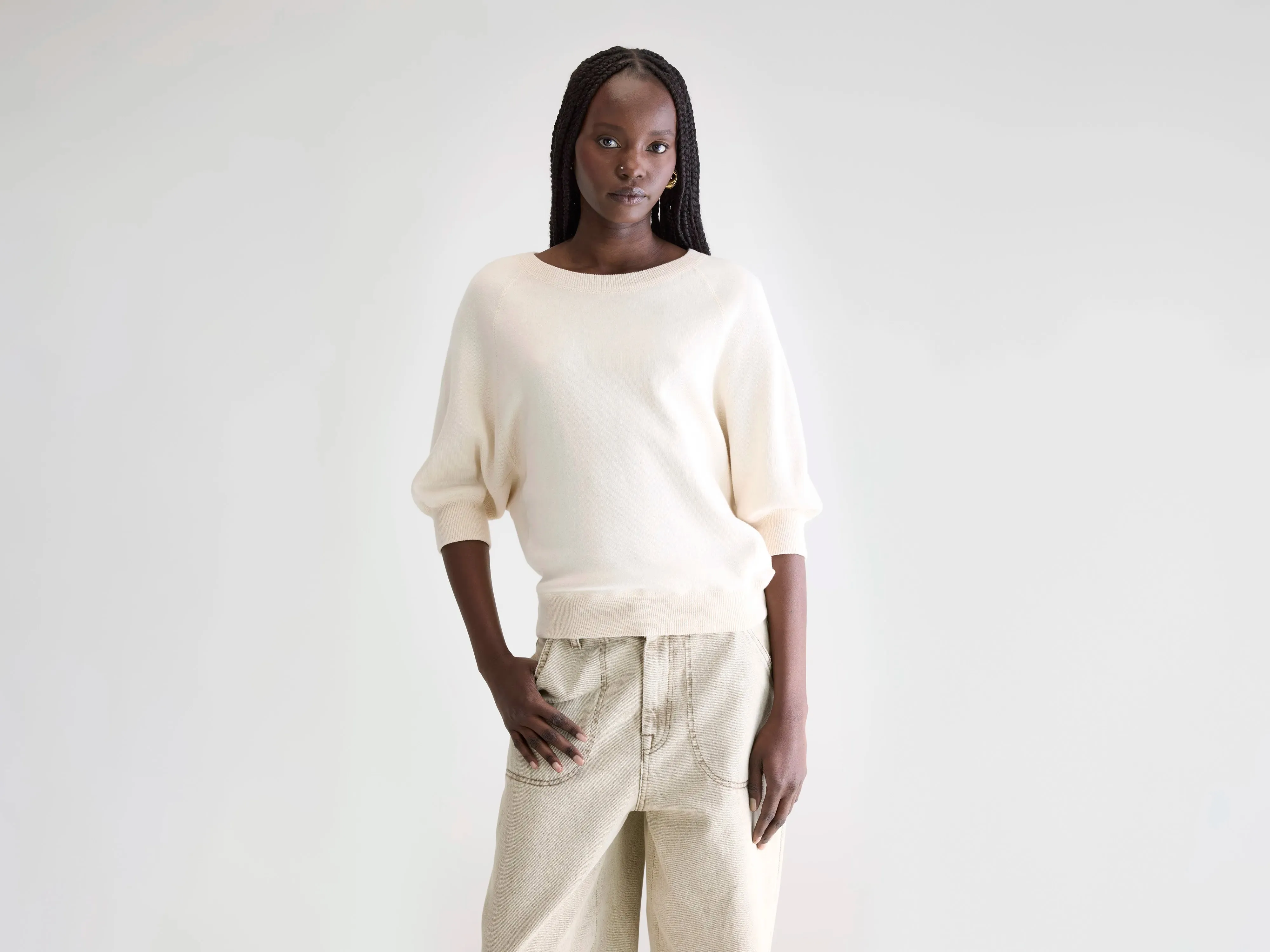 Anglet crew-neck sweater (242 / W / MILKY WAY) product jewelry adornment product tropical vibrancy