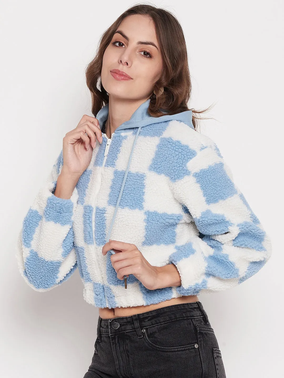 Madame Colour Blocked Sky-Blue Sweatshirt anniversary wear