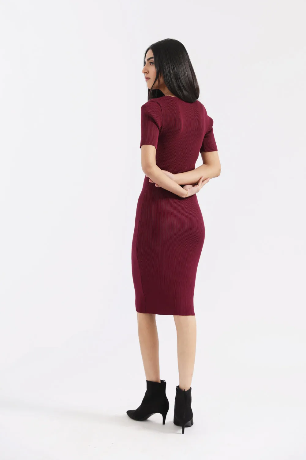 RIBBED BODYCON DRESS WaterRepellent Coating