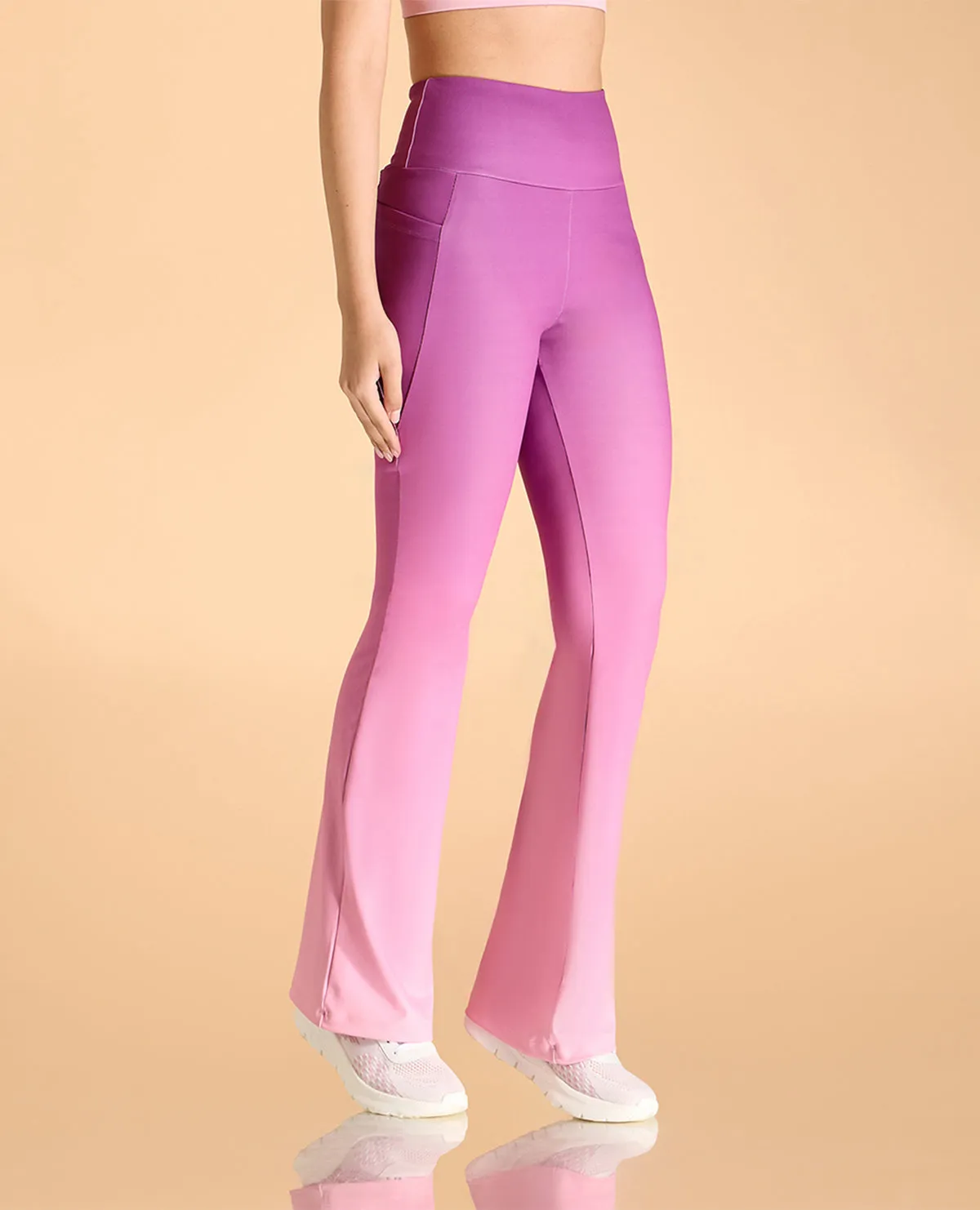 Durable Waistband Minimalist Design High-Rise Ombre Flare Pants in Second SKN