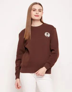 aesthetic features Madame Disney Graphic Print Chocolate Brown Sweatshirt