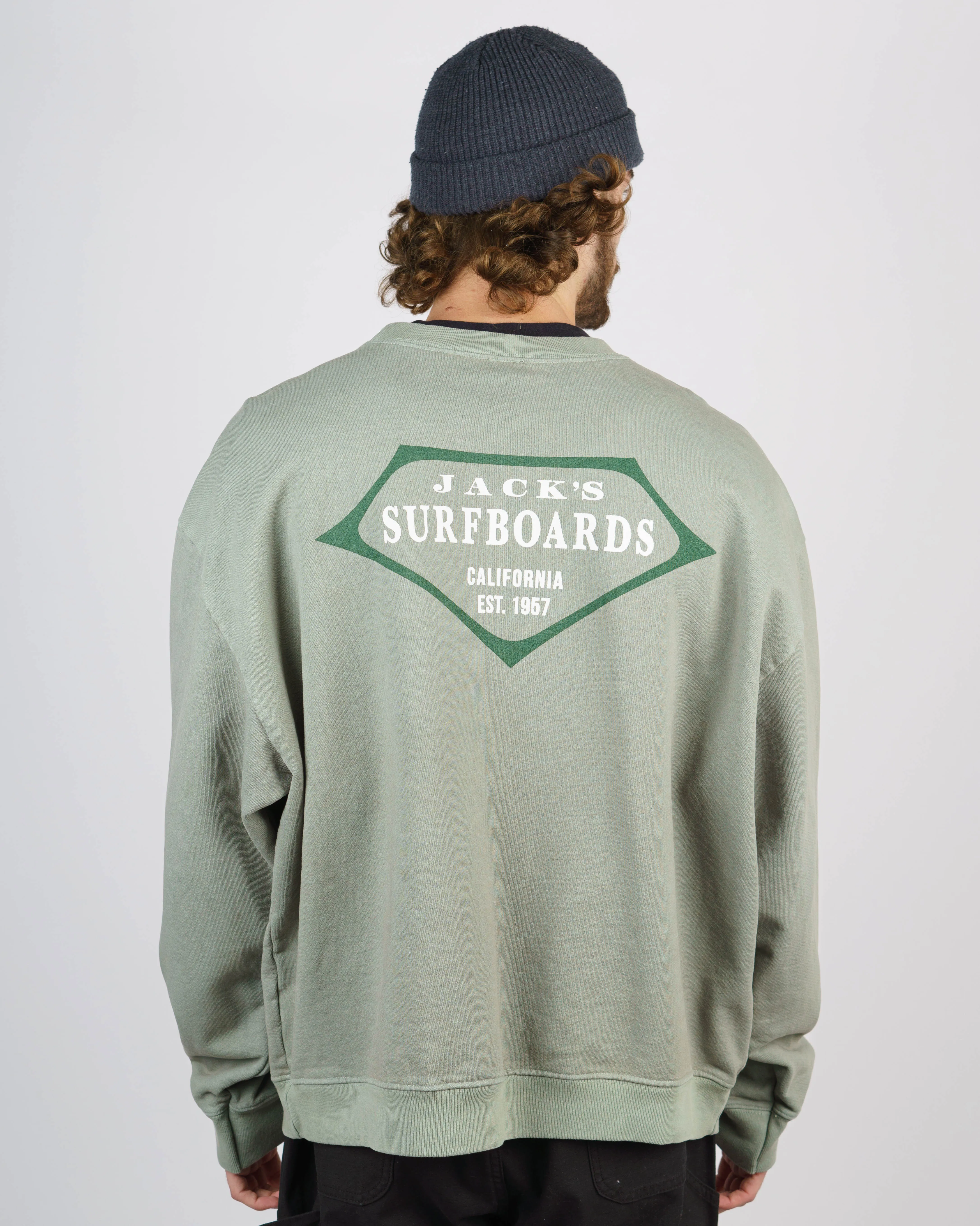 Retro Lam Heavyweight Crewneck - Sage Metallic colors