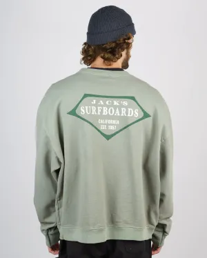 Core Minimal Retro Lam Heavyweight Crewneck - Sage