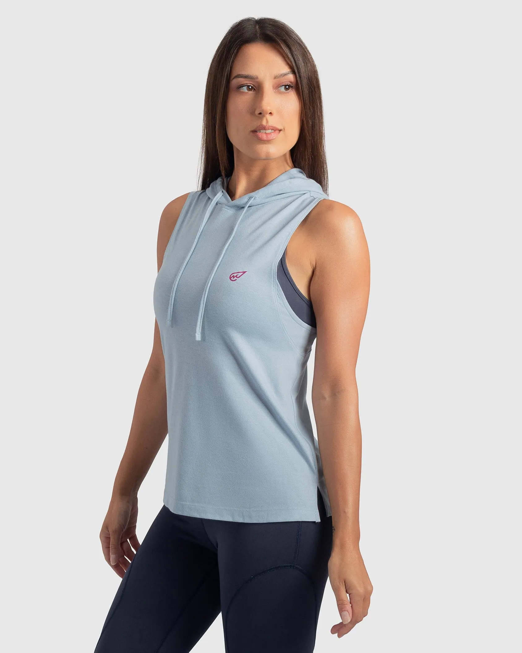 Adjustable Hem Research - enabling Sleeveless Hoodie in Celestial Blue