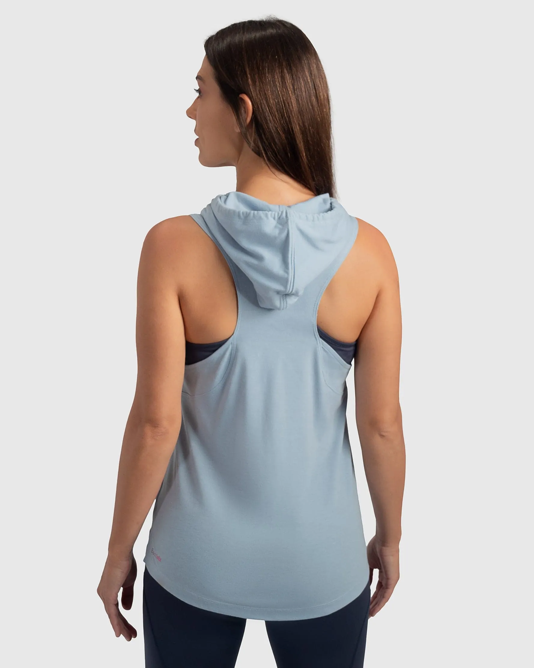 Durable Double Stitched Seams Detection - sensitive Sleeveless Hoodie in Celestial Blue