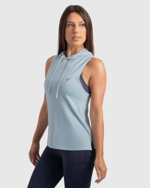 Adjustable Hem Research - enabling Sleeveless Hoodie in Celestial Blue