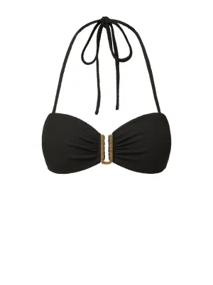 Full Coverage Bottom Cindy Swim Top In Black Texture