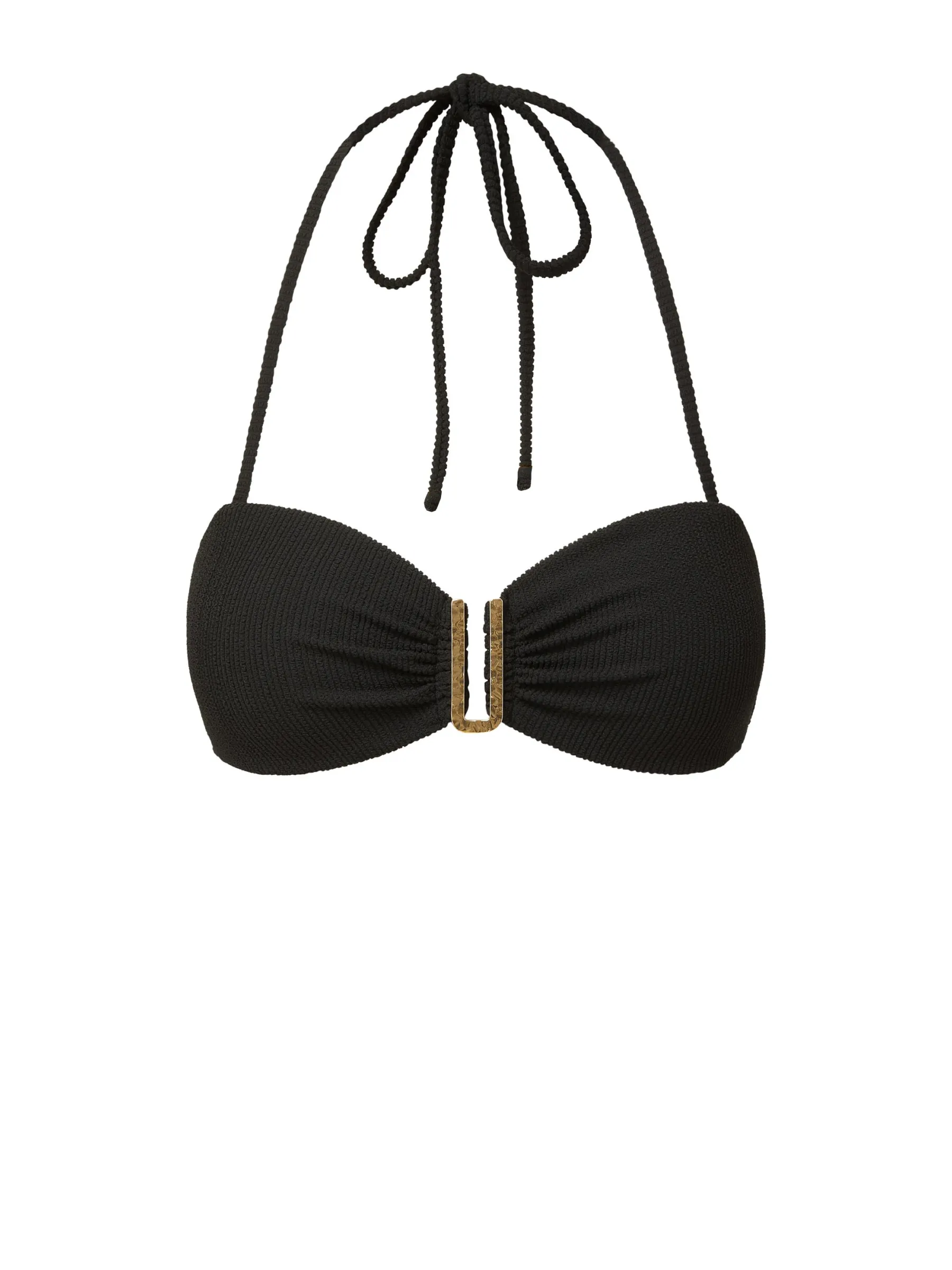 Cindy Swim Top In Black Texture Non Chafing Edges Neutral Tone Compatibility